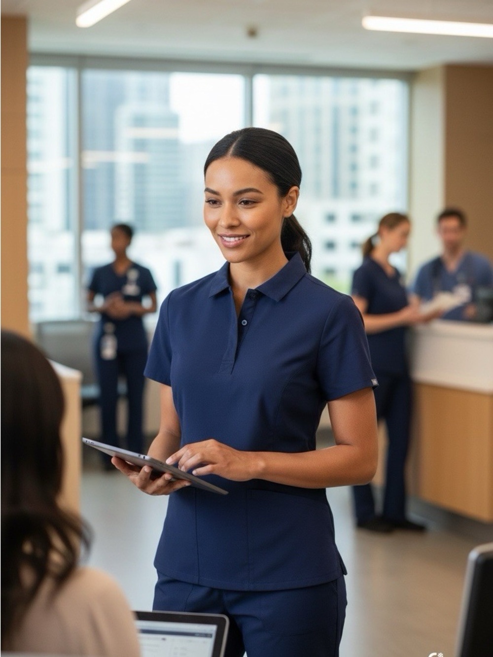 Figs Nala Polo Scrub Top Medium Navy